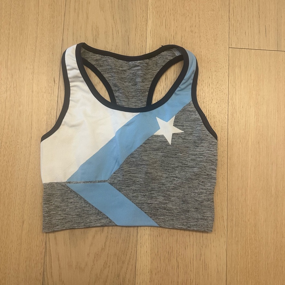 LNDR Women’s Grey & Light Blue Star Racerback Sports Tank Top